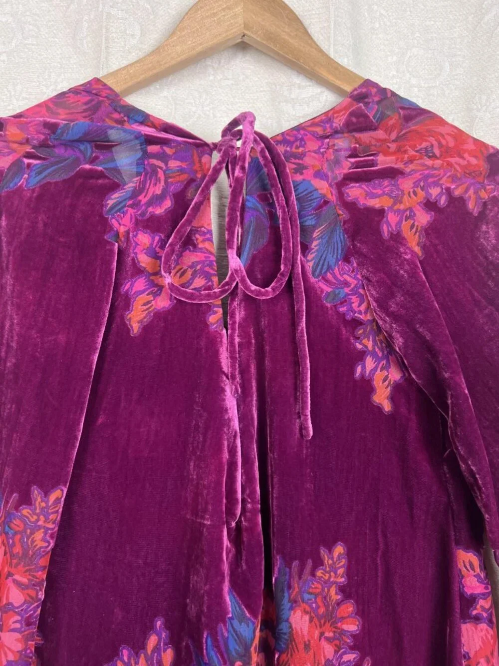 Free People Misha Velvet Burnout Dress Fuchsia pink purple floral A-line flowy S